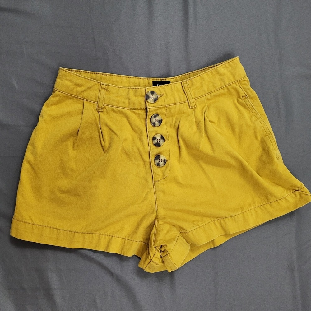 BDG Urban Outfitters‎ Mustard Yellow High Rise Button Fly Cotton Shorts Size 27